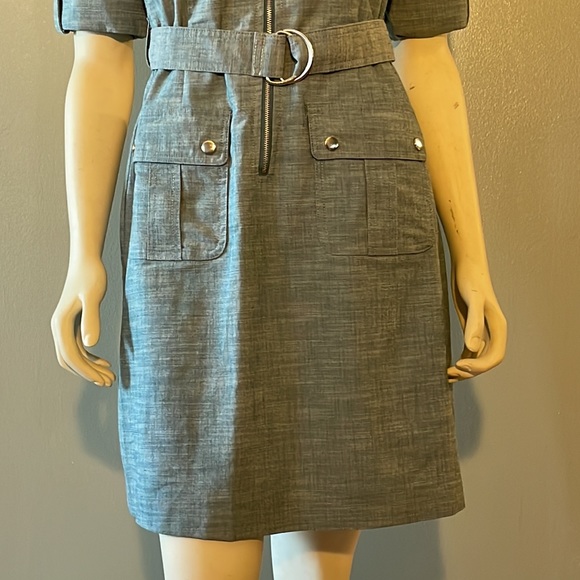 Sharagano, roll up sleeve, denim dress. - Picture 3 of 10